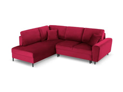 Micadoni Velvet Left Corner Sofa With Bed Function And Box "Moghan" 5 Seats