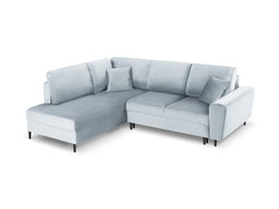 Micadoni Velvet Left Corner Sofa With Bed Function And Box "Moghan" 5 Seats
