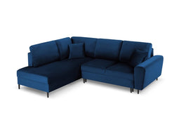 Micadoni Velvet Left Corner Sofa With Bed Function And Box "Moghan" 5 Seats