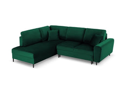 Micadoni Velvet Left Corner Sofa With Bed Function And Box "Moghan" 5 Seats