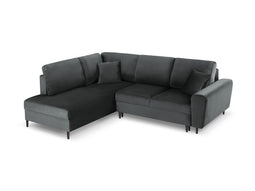 Micadoni Velvet Left Corner Sofa With Bed Function And Box "Moghan" 5 Seats