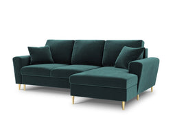 Micadoni Velvet Right Corner Sofa With Bed Function And Box "Moghan" 4 Seats