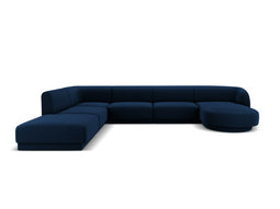 Micadoni Velvet Panoramic Left Corner Sofa "Miley" 6 Seats