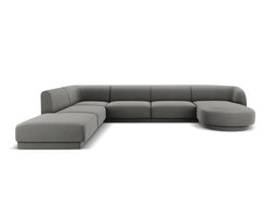 Micadoni Velvet Panoramic Left Corner Sofa "Miley" 6 Seats