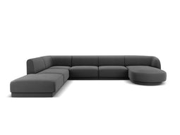 Micadoni Velvet Panoramic Left Corner Sofa "Miley" 6 Seats