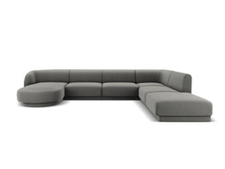 Micadoni Velvet Panoramic Right Corner Sofa "Miley" 6 Seats