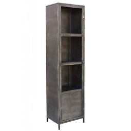 Roxxz Design Metal cabinet - 1 door with glass - Rough Industrial - 50x40x200 cm