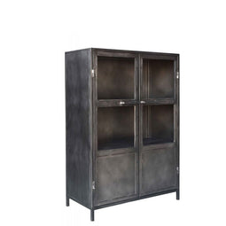 Roxxz Design Metal cabinet - 2 doors with glass - Rough Industrial - 80x40x120 cm