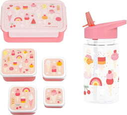 A Little Lovely Company Back to school set - Drinkfles / 4 Snackdozen / Lunchbox - Ijsjes