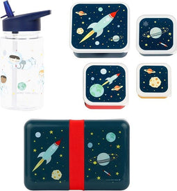 A Little Lovely Company Back to school set - Drinkfles / 4 Snackdozen / Lunchbox - Ruimte