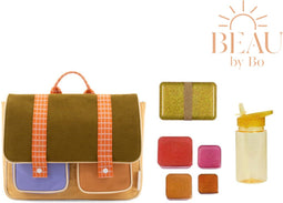 A Little Lovely Company Back to school set - Drinkfles / 4 Snackdozen / Lunchbox - Glitter goud