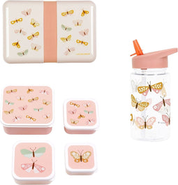 A Little Lovely Company Back to school set - Drinkfles/4 Snackdozen/Lunchbox - Vlinders