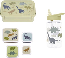 A Little Lovely Company Back to school set - Drinkfles/4 Snackdozen/Bentobox - Dinosaurus