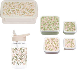 A Little Lovely Company Back to school set - Drinkfles/4 Snackdozen/Bentobox - Bloesems Roze