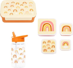 A Little Lovely Company Back to school set - Drinkfles/4 Snackdozen/Bentobox - Regenbogen
