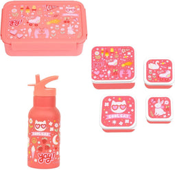 A Little Lovely Company Back to school set - Drinkfles RVS/Snackdozen/Bentobox - Fun