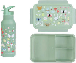 A Little Lovely Company Back to school set - Drinkfles XL RVS/Bentobox - Joy
