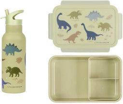A Little Lovely Company Back to school set - Drinkfles XL RVS/Bentobox - Dinosaurussen