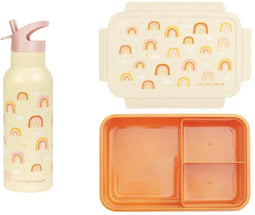 A Little Lovely Company Back to school set - Drinkfles XL RVS/Bentobox - Regenbogen