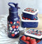 A Little Lovely Company Back to school set - Dubbelwandige Drinkfles / 4 Snackdozen / Lunchbox - Aardbeien