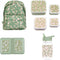 A Little Lovely Company Back to school set - Rugzak/Drinkfles/4 Snackdozen/Lunchbox - Bloesems Saliegroen
