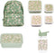 A Little Lovely Company Back to school set - Rugzak/Drinkfles/4 Snackdozen/Bentobox - Bloesems Saliegroen