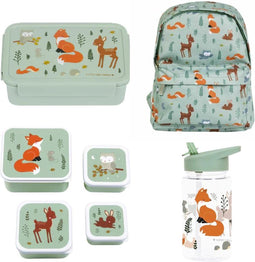 A Little Lovely Company Back to school set - Rugzak/Drinkfles/4 Snackdozen/Bentobox - Bosvriendjes