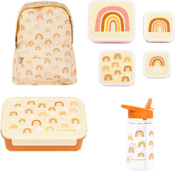 A Little Lovely Company Back to school set - Rugzak/Drinkfles/4 Snackdozen/Bentobox - Regenbogen