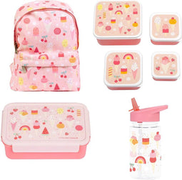 A Little Lovely Company Back to school set - Rugzak/Drinkfles/4 Snackdozen/Bentobox - IJsjes