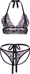 Peek a boo bralette set en open slip Barely Bare - - Zwart