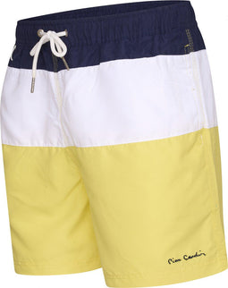 Pierre Cardin Blocked Swim Short - Heren Zwembroek - Polyester - Navy/Wit/Geel