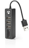Nedis UHUBCU2340BK - USB Hub - 3x USB 2.0 type-A met SD/microSD-kaartlezer - Zwart