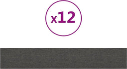 vidaXL - Wandpanelen - 12 - st - 1,62 - m² - 90x15 - cm - stof - donkergrijs