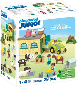 PLAYMOBIL Junior 71656 - Boerderijavontuur met tractor en aanhanger - Geschikt voor kinderen 1-4 jaar