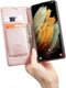 Hoes Geschikt voor Samsung S21 Ultra Hoesje Bookcase met Anti Skim Bescherming - Pasjes RFID Beschermd Cover - Roze Goud - Luxe Telefoonhoesje Wallet Case Pasjeshouder PU Leder