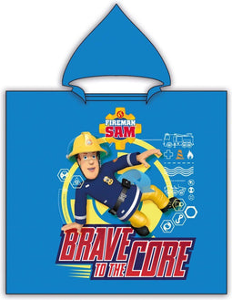 Brandweerman Sam Badponcho Junior Katoen 60 X 120 Cm Blauw