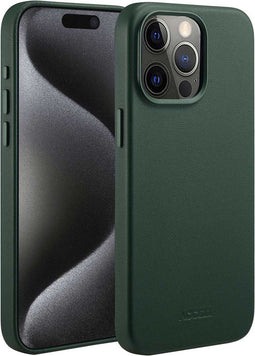 Accezz MagSafe Leather Backcover - iPhone 15 Pro Max - Echt leer - Donkergroen