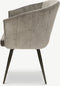 Furnicher BEN Draaibare Eetkamerstoel - Fluwelen bekleding - Modern design - Stalen frame - Grijs fluweel - Zwarte poten
