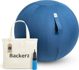Backerz Zitbal 55 CM - Ergonomische Yoga Bal - Linnen Donkerblauw