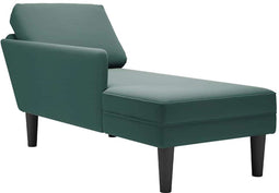 vidaXL - Chaise - longue - met - kussen&rechterarmleuning - fluweel - donkergroen