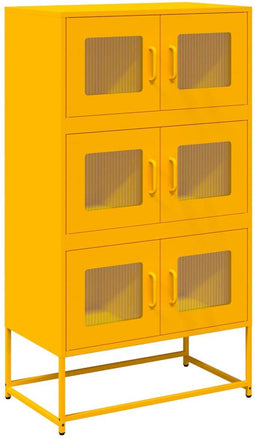vidaXL - Hoge - kast - 68x39x123 - cm - staal - mosterdgeel