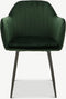 Furnicher Brando Eetkamerstoel - Fluwelen bekleding - Modern design - Stalen frame - Groene fluweel - Zwarte poten
