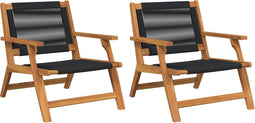 vidaXL - Tuinstoelen - 2 - stuks - Zwart - 67x77x73 - cm - Massief - Acaciahout