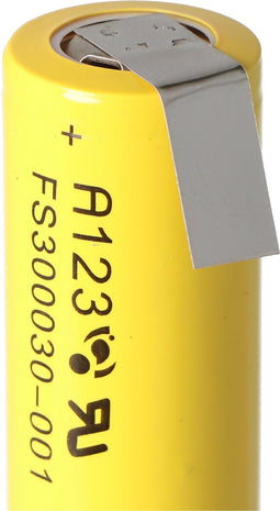 A123 APR18650M-A1 1100mAh 3.2V - 3.3V LiFePo4 batterij + soldeer tag Z