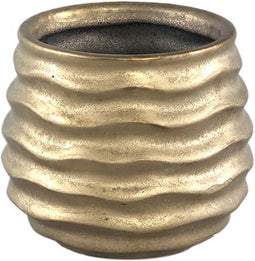 PTMD Lodas Ronde Bloempot - H9 x Ø10,5 cm - Keramiek - Goud