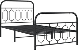 vidaXL - Bedframe - met - hoofd- - en - voeteneinde - metaal - zwart - 100x200 - cm