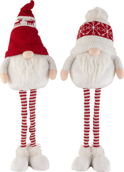 J-Line kerstfiguur Kabouter - textiel - rood/wit - large - 2 stuks