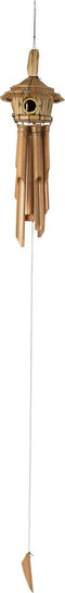 J-Line windgong Vogelhuisje - bamboe - naturel - small