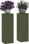 vidaXL - Buitenplantenstandaarden - Pilar - 2 - stuks - Olijfgroen - 24x24x75 - cm - Staal