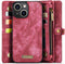 Caseme - Geschikt voor iPhone 15 - Vintage 2 in 1 portemonnee hoes - Rood